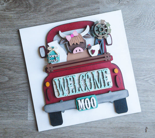 Welcome Cow Truck Tile