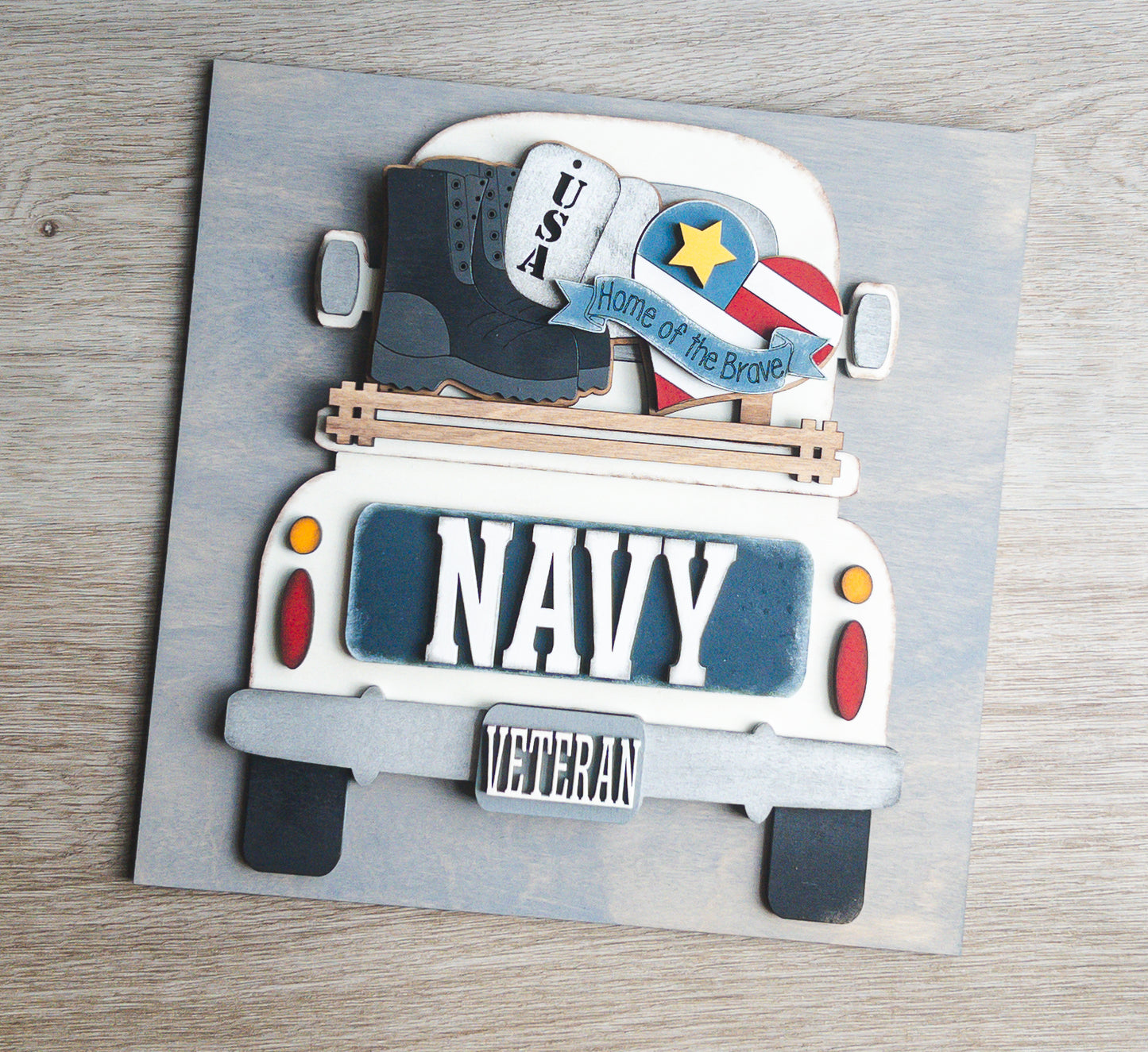 Navy Military Truck Tile | Handmade Patriotic Interchangeable Home Décor