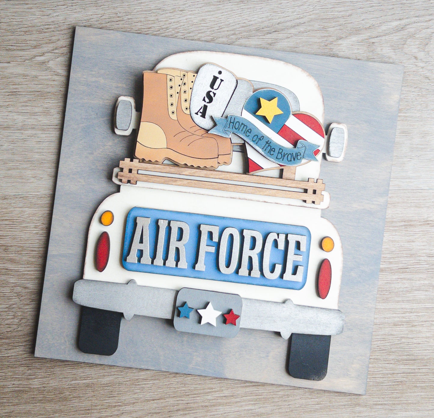 Air Force Military Truck Tile | Handmade Patriotic Interchangeable Home Décor