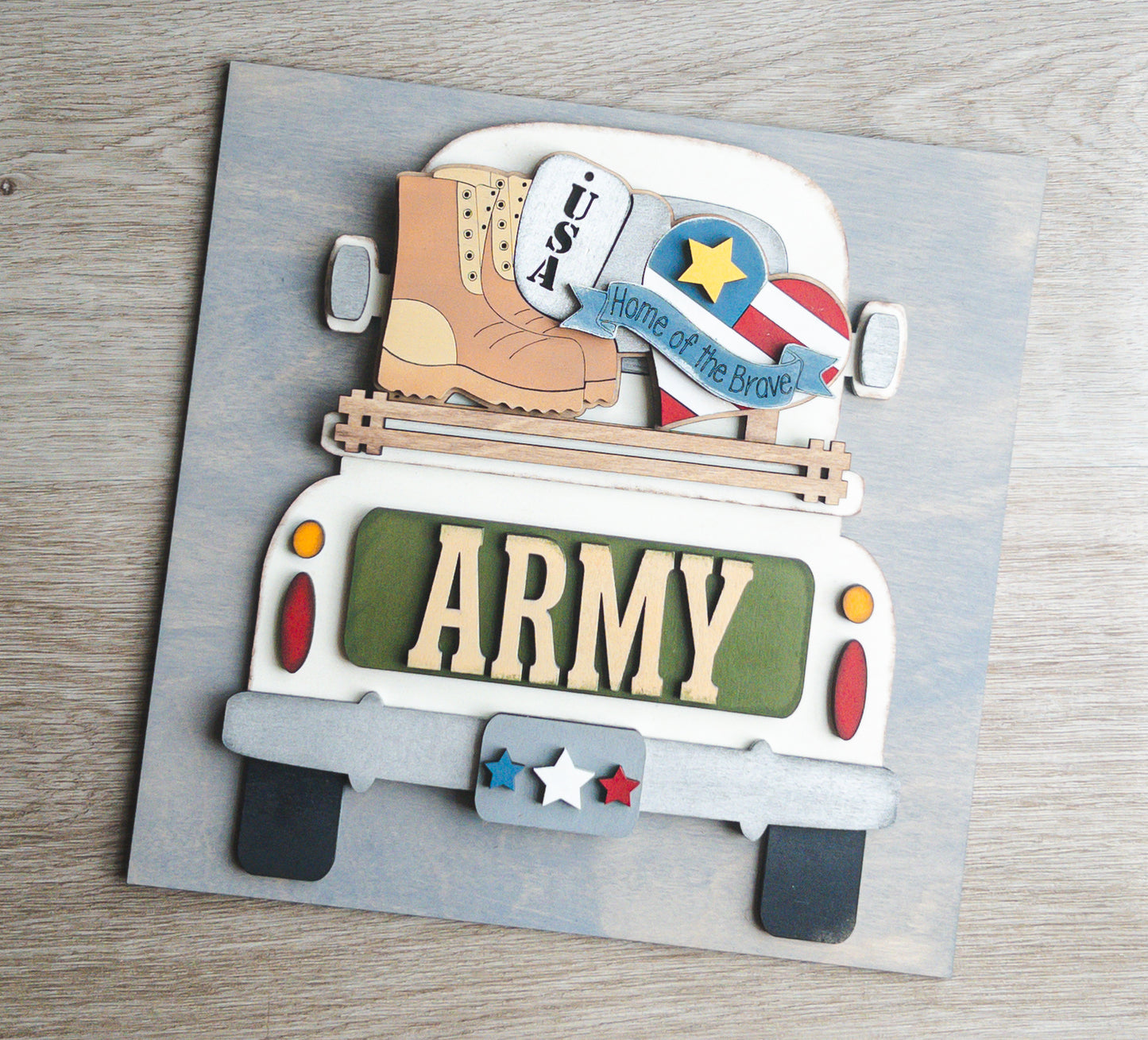 Army Military Truck Tile | Handmade Patriotic Interchangeable Home Décor