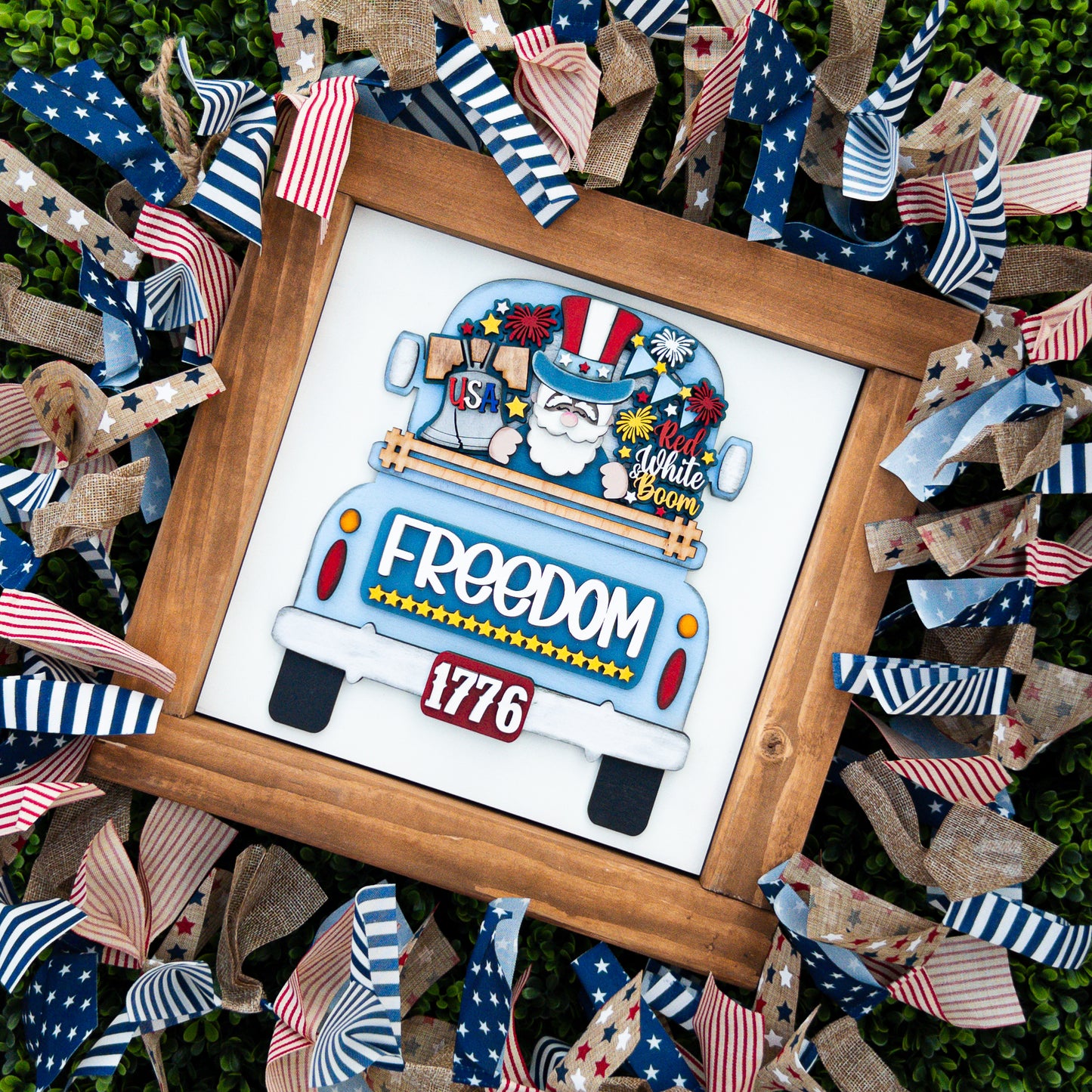 Freedom Truck — 4th of July Uncle Sam Tile | Handmade Patriotic Interchangeable Décor