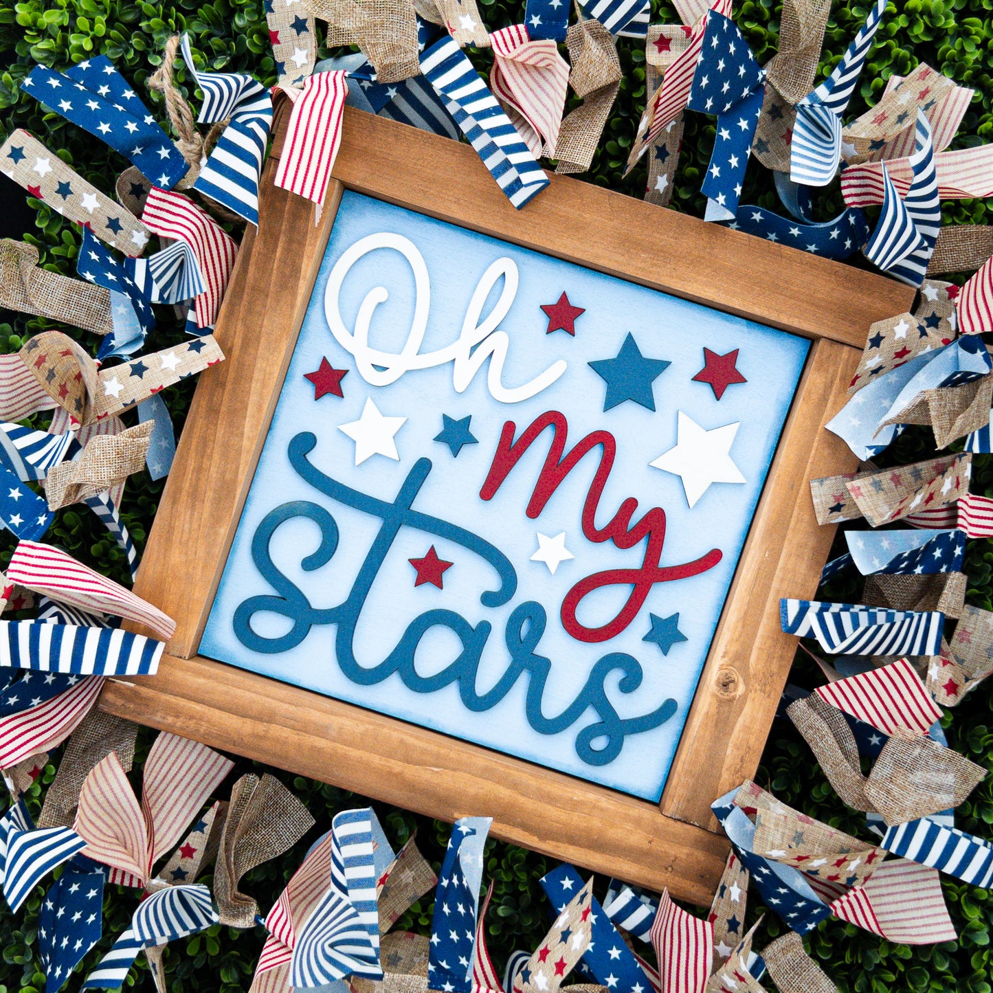 Oh My Stars — Handmade 4th of July Tile | Interchangeable Patriotic Home Décor