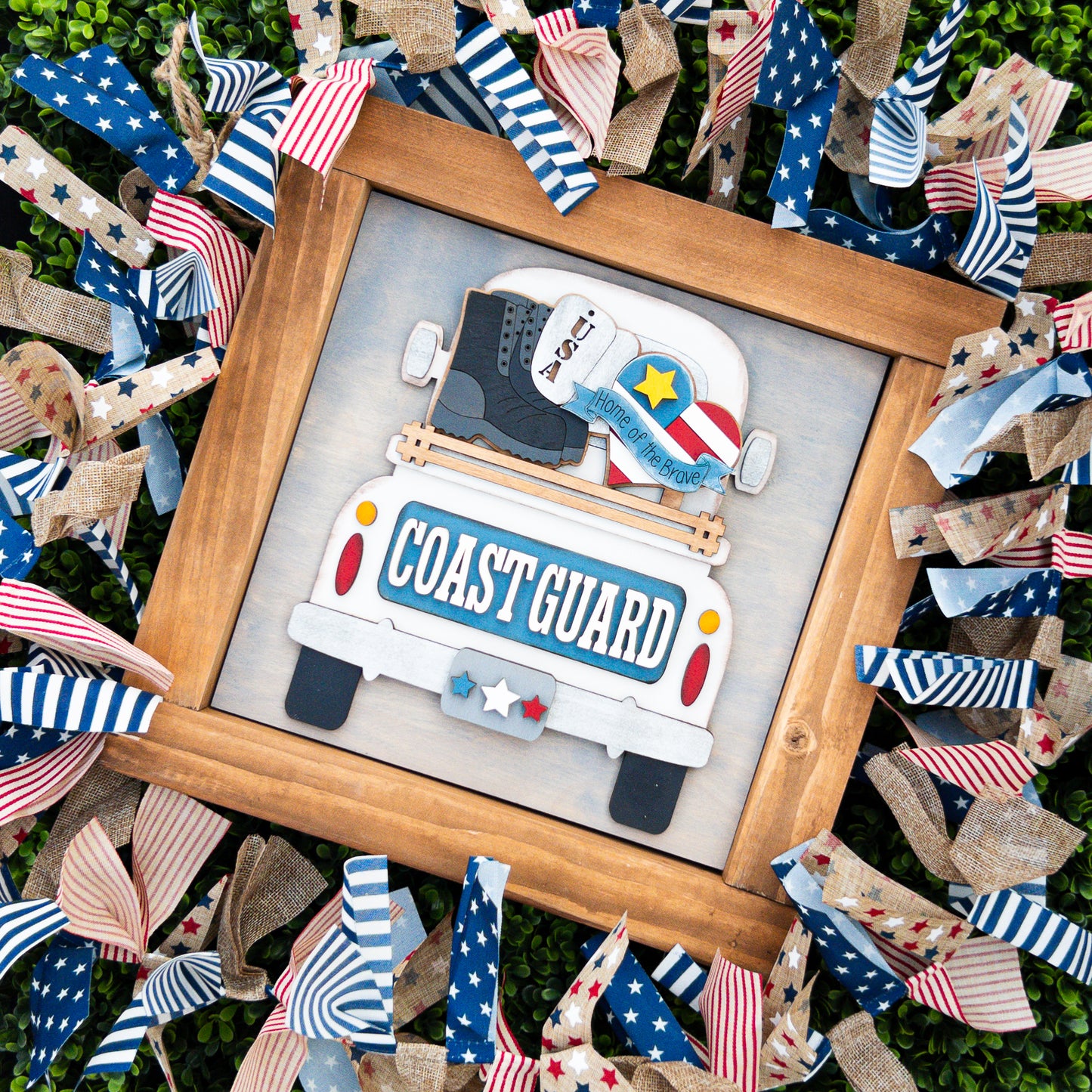 Coast Guard Military Truck Tile | Handmade Patriotic Interchangeable Home Décor