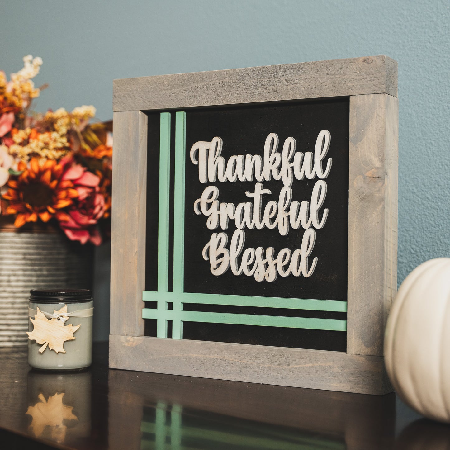 Thankful Grateful Blessed Tile