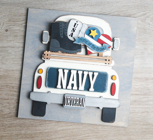 Navy Military Truck Tile | Handmade Patriotic Interchangeable Home Décor