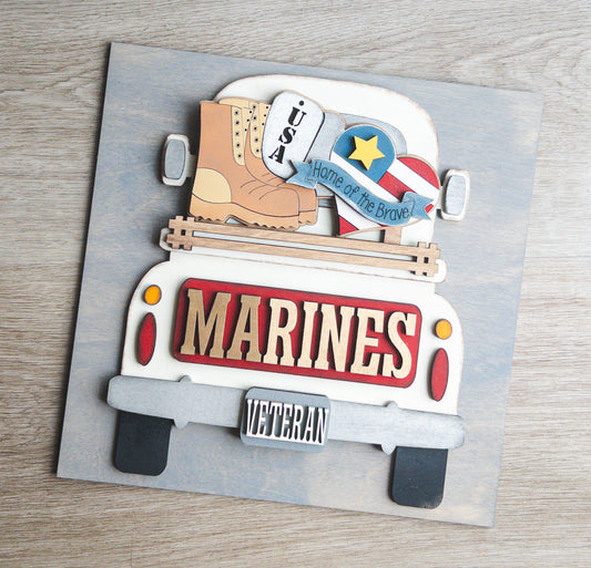 Marines Military Truck Tile | Handmade Patriotic Interchangeable Home Décor