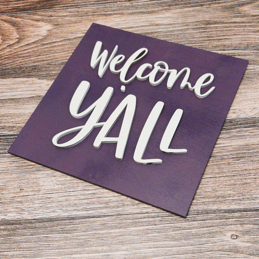 Welcome Ya'll in Purple Tile