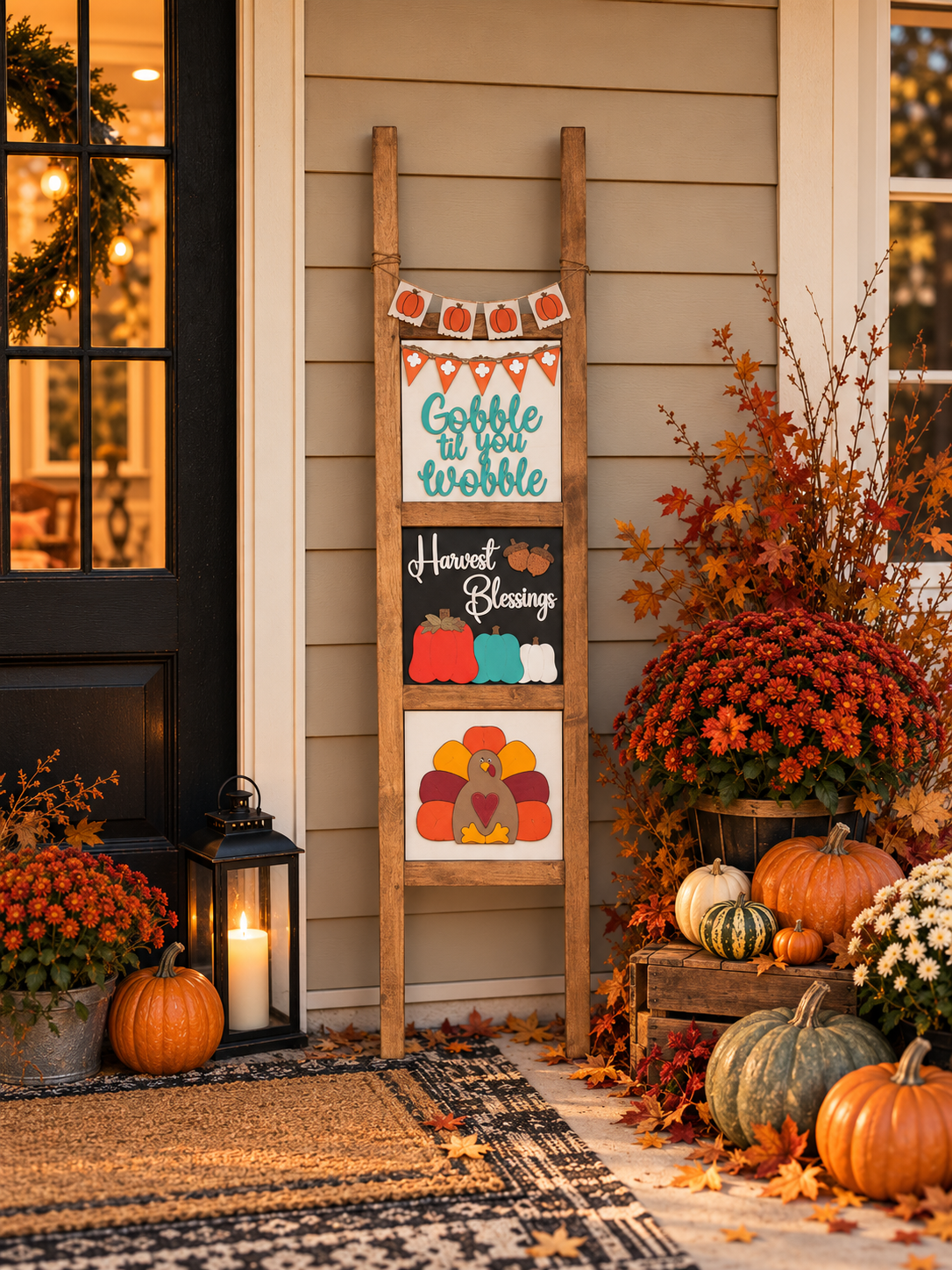 Thanksgiving Porch Decor Ladder Look