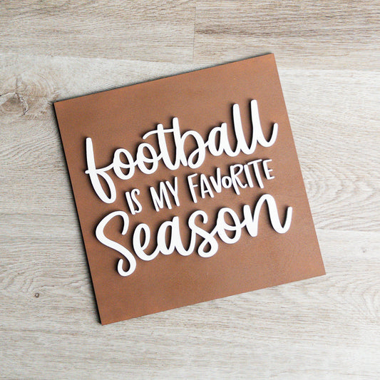 hand-painted interchangeable football porch decor tile with favorite season lettering - Millie & Co.