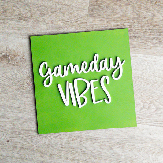 hand-painted interchangeable football porch decor tile with gameday vibes lettering - Millie & Co.