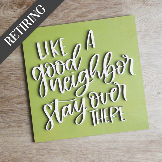 hand-painted green Like a Good Neighbor interchangeable tile - Millie & Co.