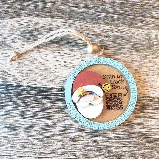 hand-painted sentimental Santa tracker ornament with QR code - Millie & Co.