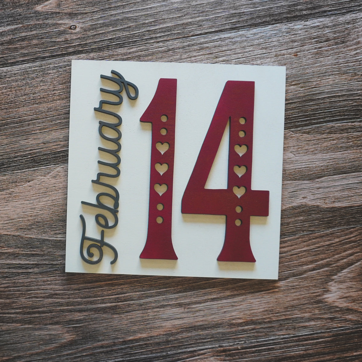 hand-painted interchangeable Valentine's tile with February 14 heart design - Millie & Co.