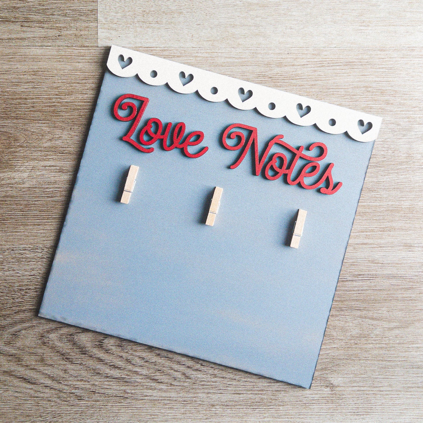 hand-painted interchangeable Valentine's tile with clothespins for love notes and keepsakes - Millie & Co.